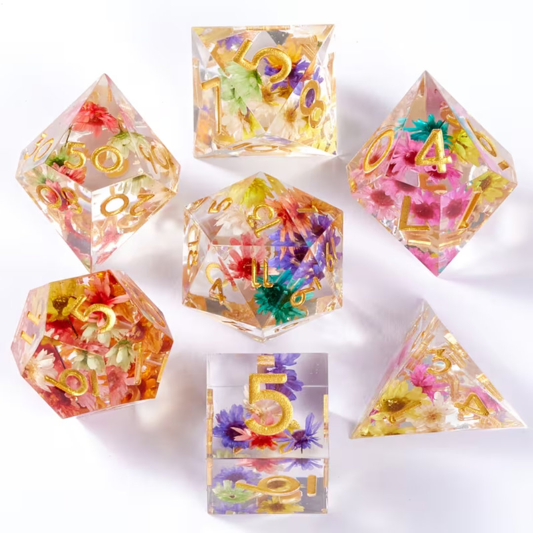 Sharp-edged dice set "Feywild Flowers"