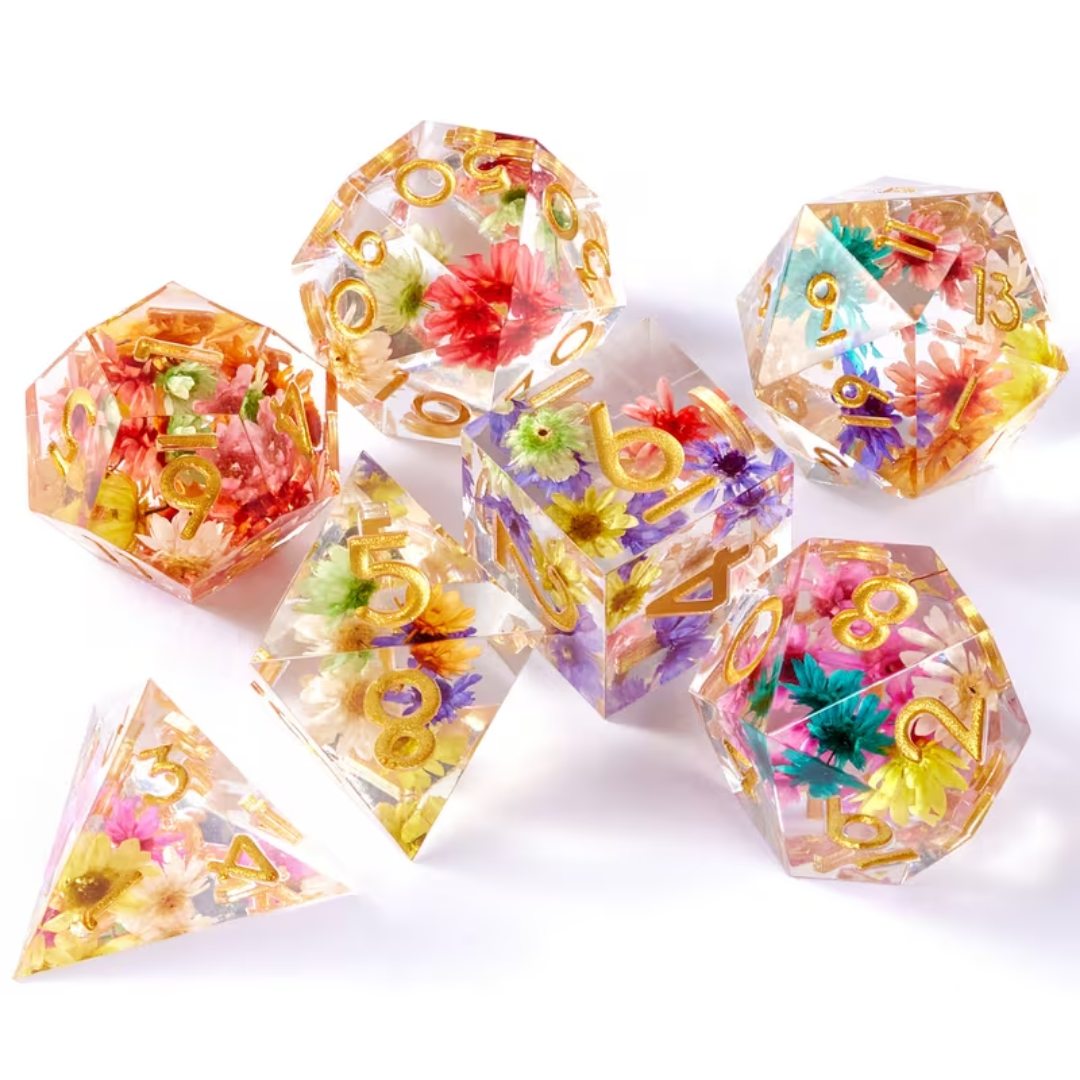 Sharp-edged dice set "Feywild Flowers"