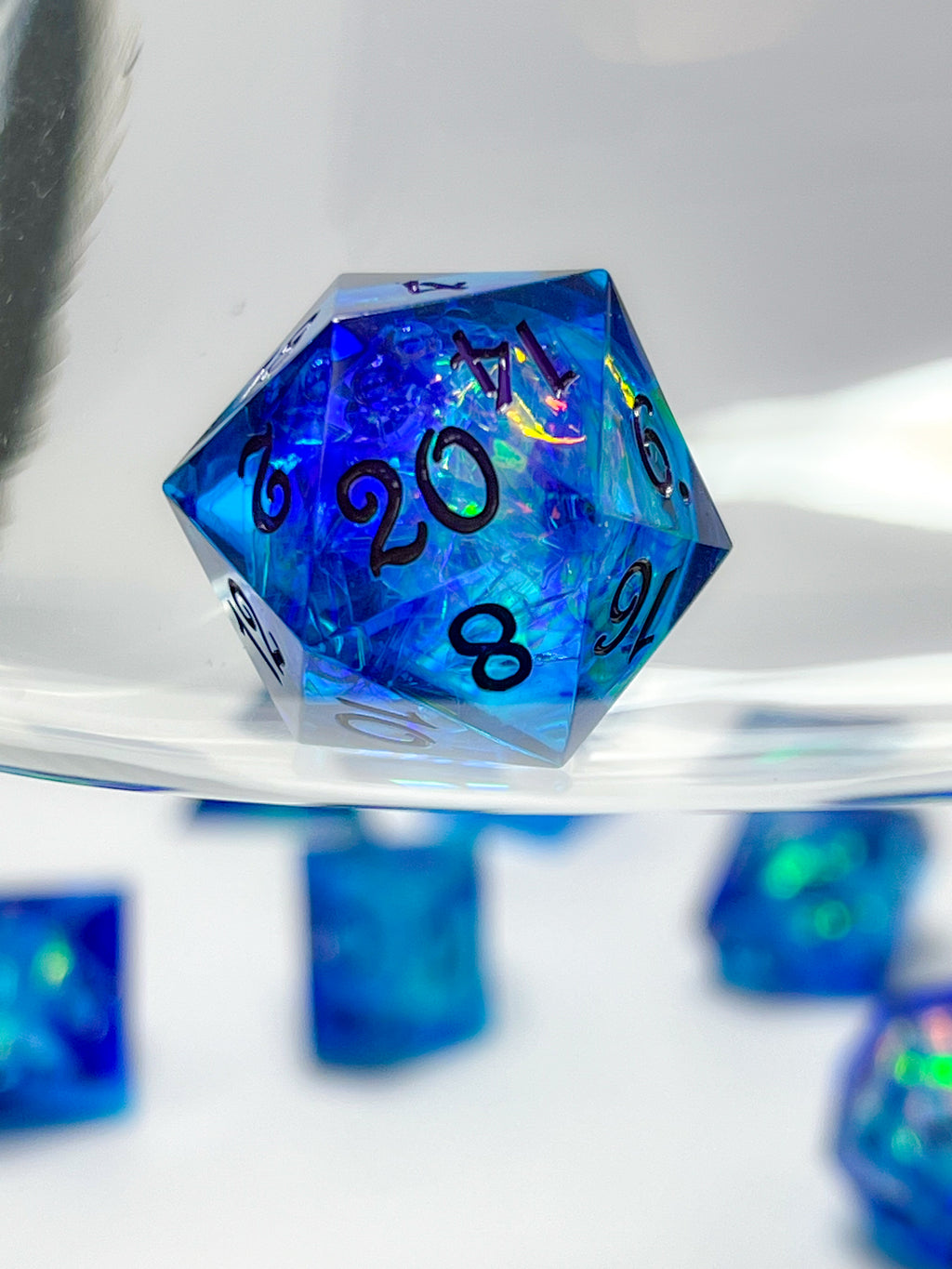 Sharp-edged dice set "Azure Verdict"