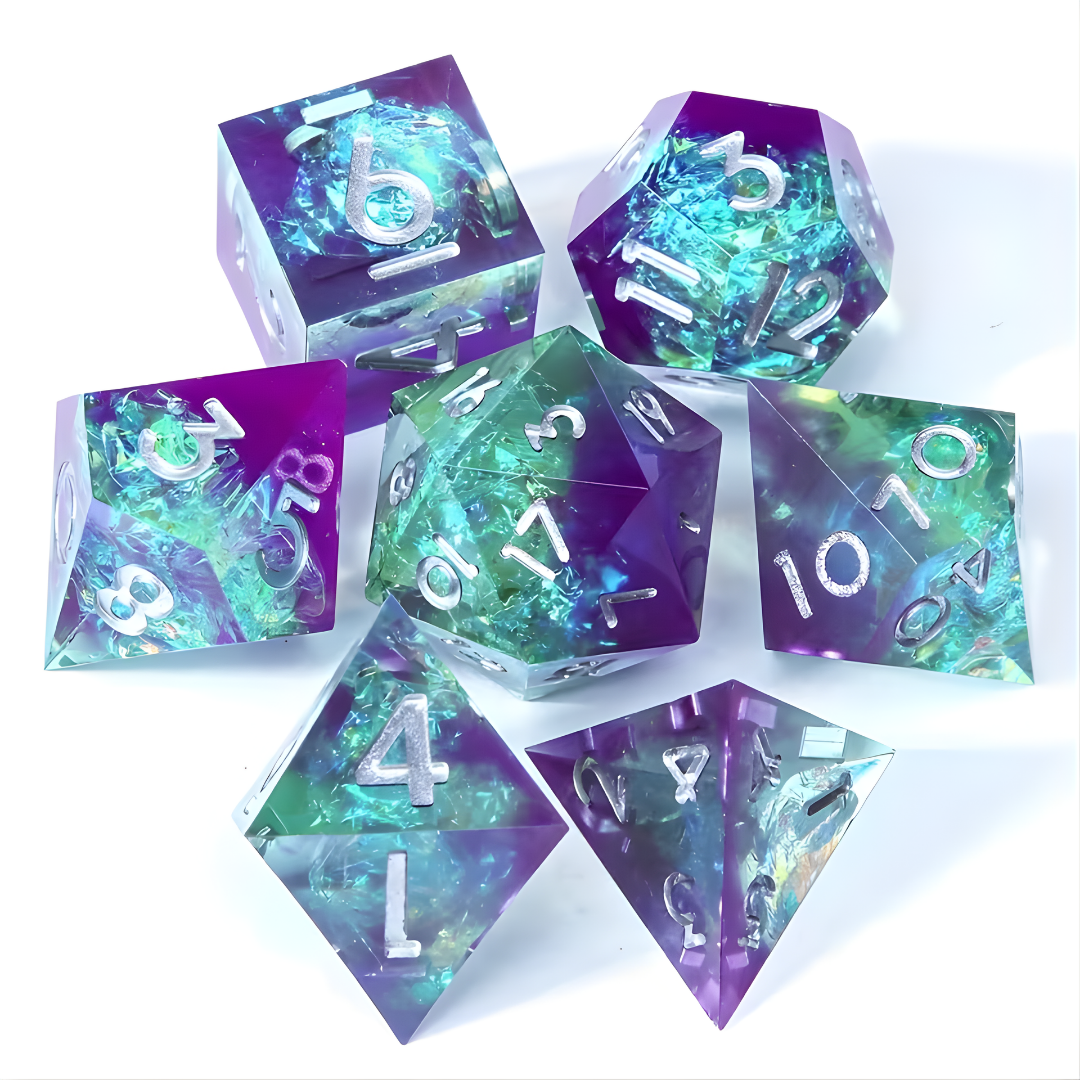 Sharp-edged dice set "Embrace of Shadows"