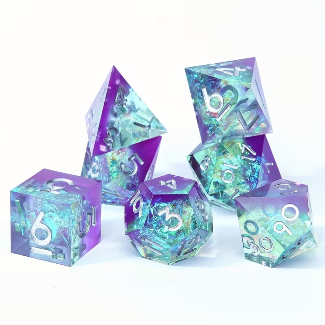 Sharp-edged dice set "Embrace of Shadows"