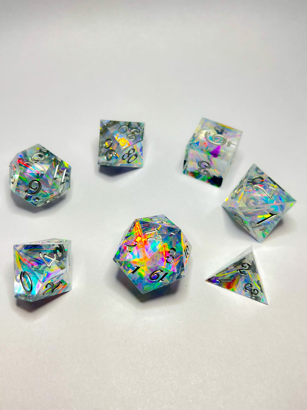 Sharp-edged dice set "Prismatic Shards"
