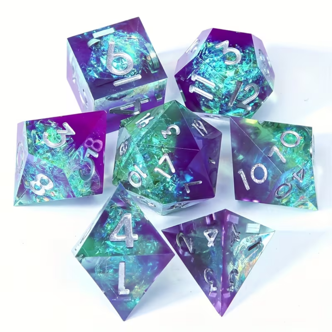 Sharp-edged dice set "Embrace of Shadows"